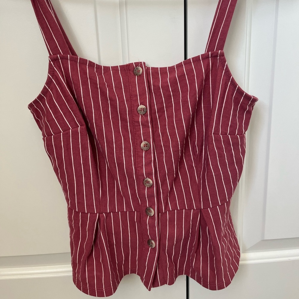 dark red and white striped tank top